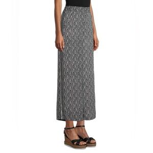 Max Studio Printed Pants Black White Striped Petal Wide Leg Pants Size M